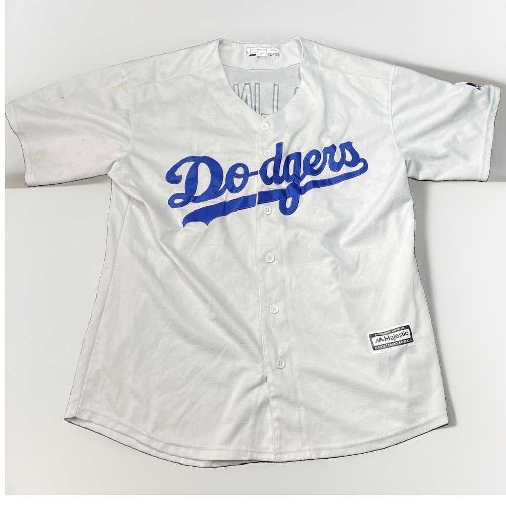 Majestic Los Angeles Dodgers MLB Baseball Jersey Unisex XL White Button Up